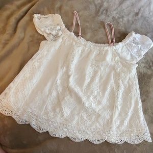 Lace Babydoll Off the Shoulder Crop Top